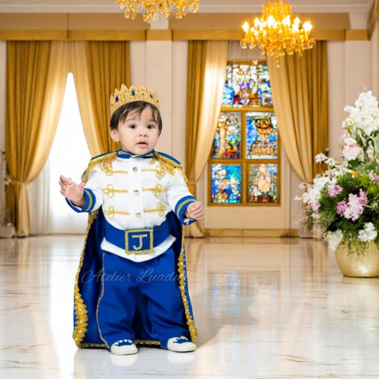 Handmade Prince Charming Costume: Royal Blue & Gold Birthday Outfit