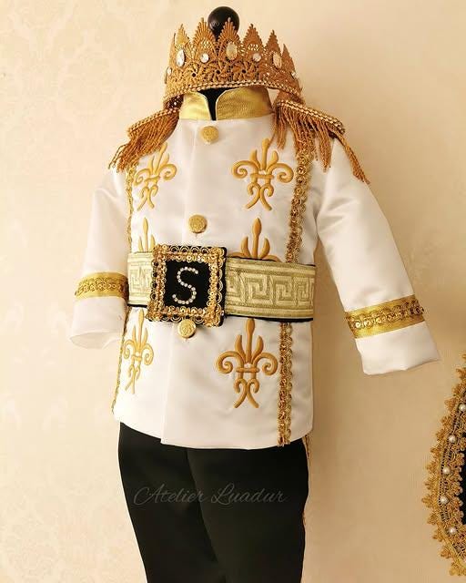Baby Boy Prince Charming Costume, Handmade Royal Blue Colonial Outfit, Toddler Birthday Clothes, Christening Baptism Suit