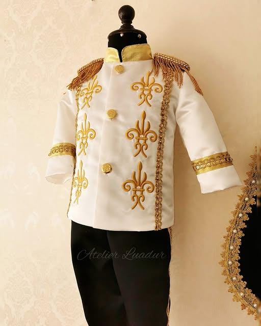 Baby Boy Prince Charming Costume, Handmade Royal Blue Colonial Outfit, Toddler Birthday Clothes, Christening Baptism Suit