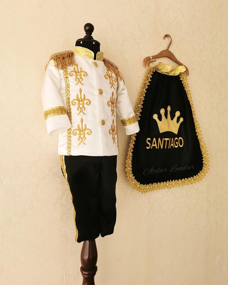 Baby Boy Prince Charming Costume, Handmade Royal Blue Colonial Outfit, Toddler Birthday Clothes, Christening Baptism Suit