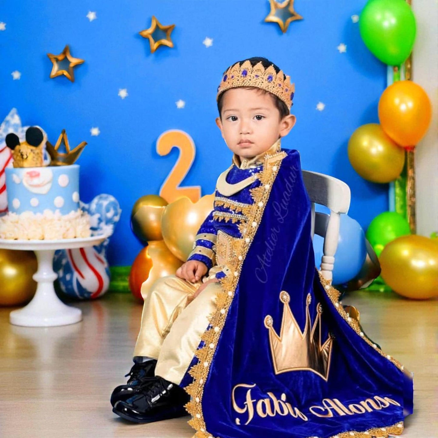 Handmade Baby Boy Prince Costume: Royal Blue & Gold Birthday Outfit