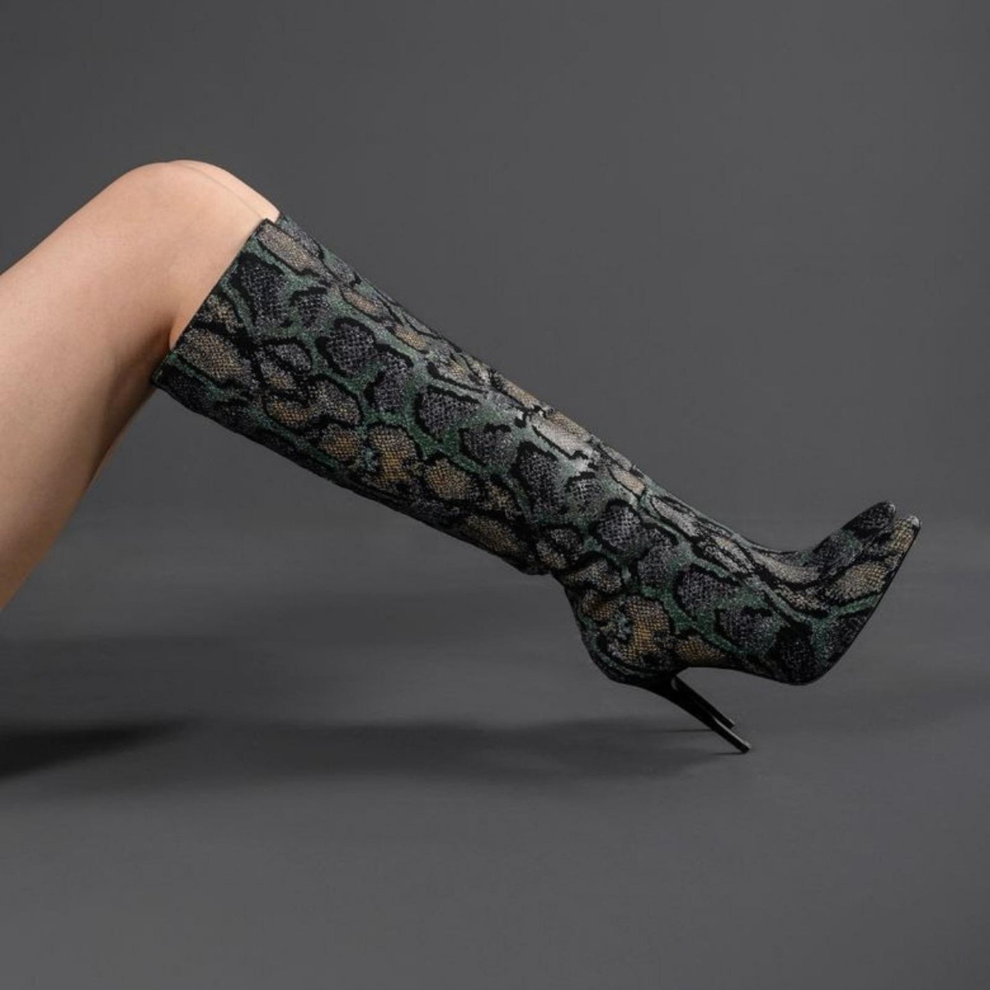 Snake Print High Heel Boots | Stiletto Knee High Boots Women | Faux Leather Python Pattern Boots | Sexy Party Heeled Boots