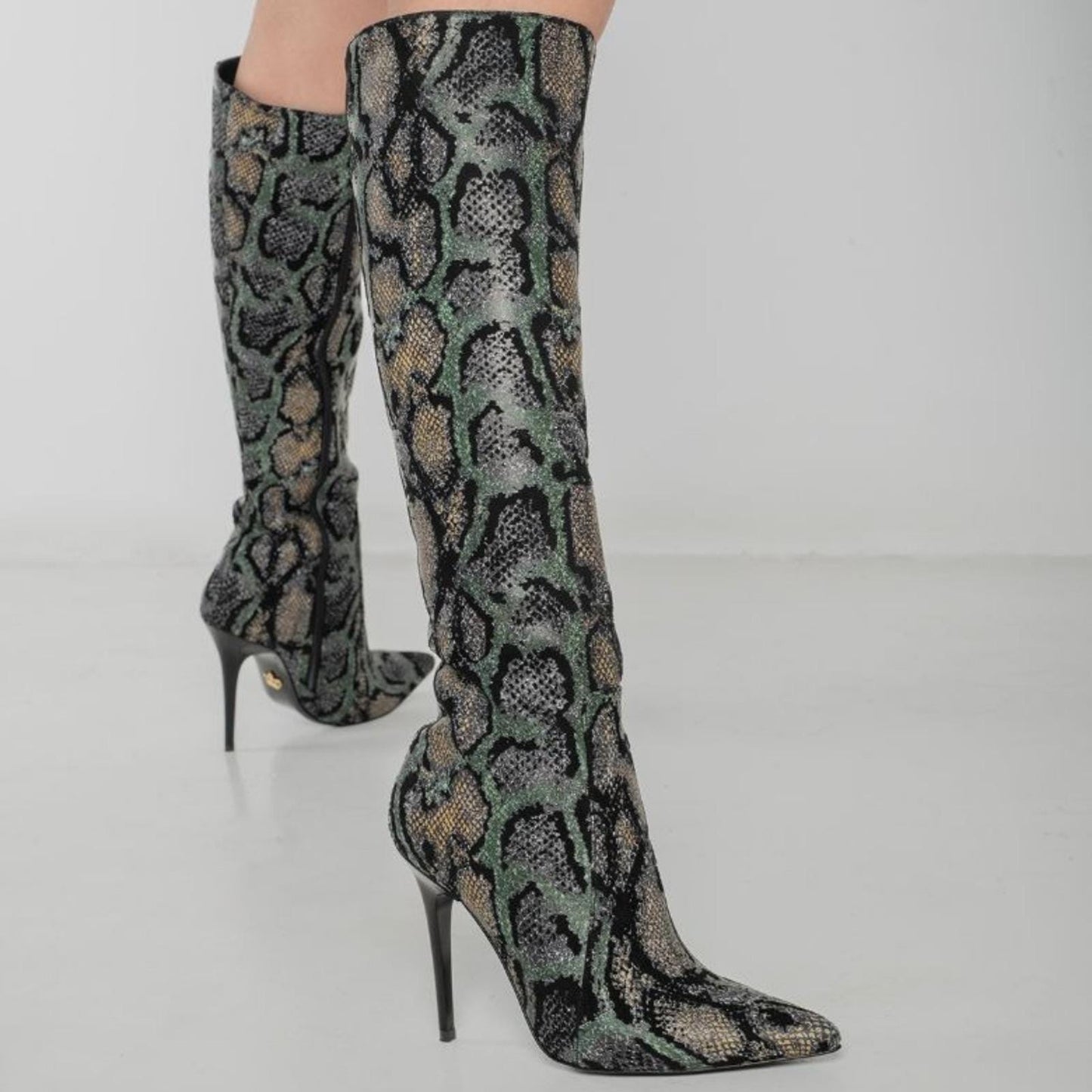 Snake Print High Heel Boots | Stiletto Knee High Boots Women | Faux Leather Python Pattern Boots | Sexy Party Heeled Boots