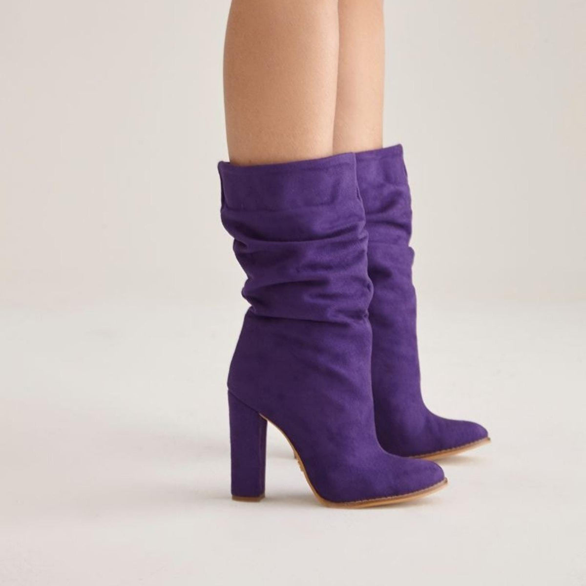Camel Brown Suede Slouch Boots – styled look