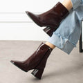 Burgundy Patent Leather Ankle Boots