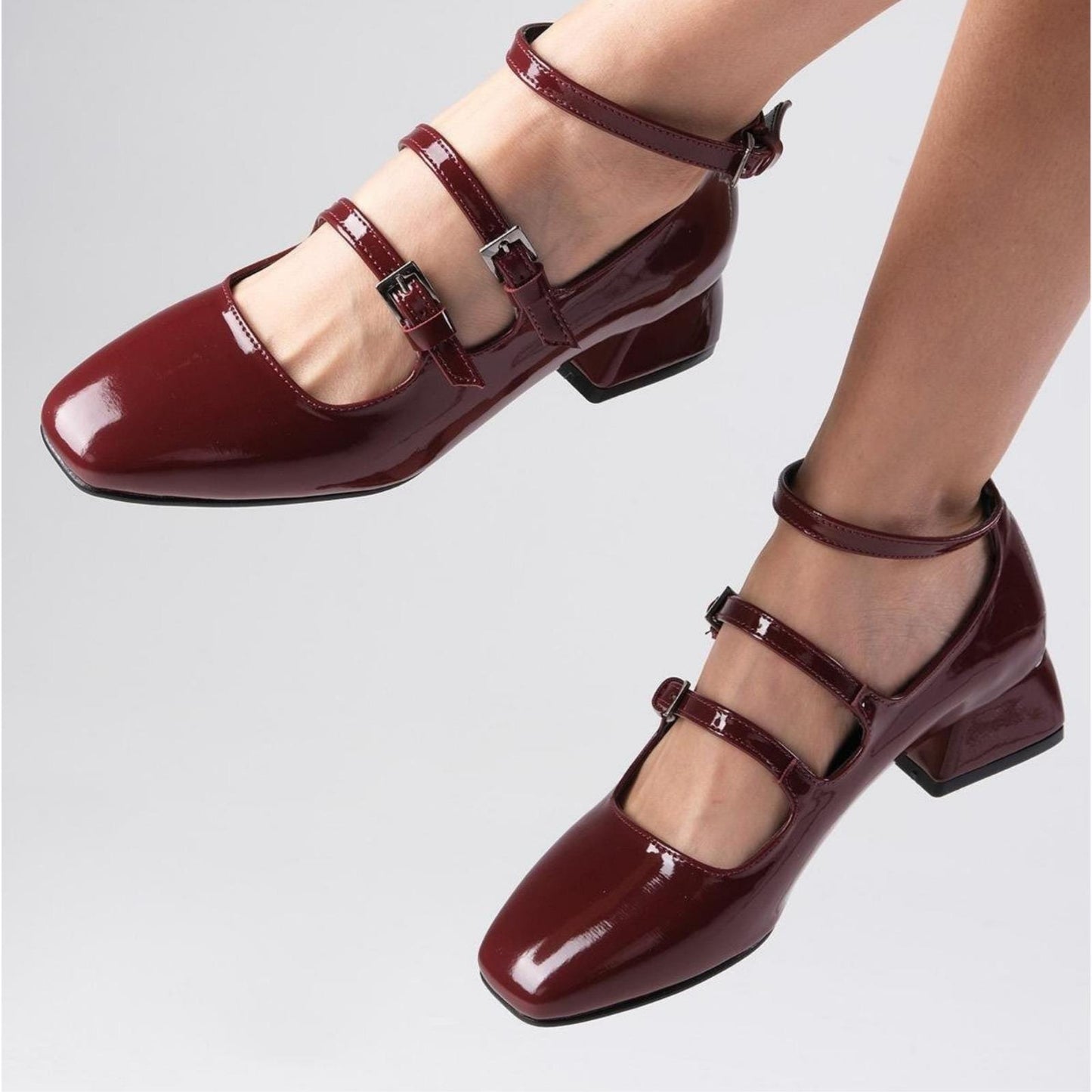 Burgundy Velvet Mary Jane Heels | Handmade Luxury Block Heels for Women | Wedding & Party Shoes by NuvellaShoes