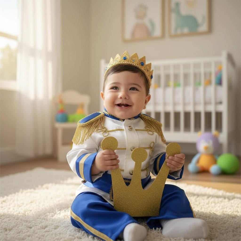 Handmade Royal Blue Prince Charming Baby Costume: Colonial Party Outfit