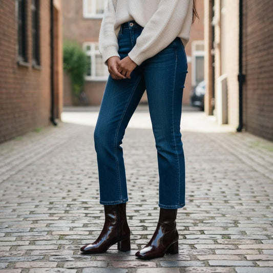 Burgundy Patent Leather Ankle Boots | Handmade Glossy Block Heel Booties for Women