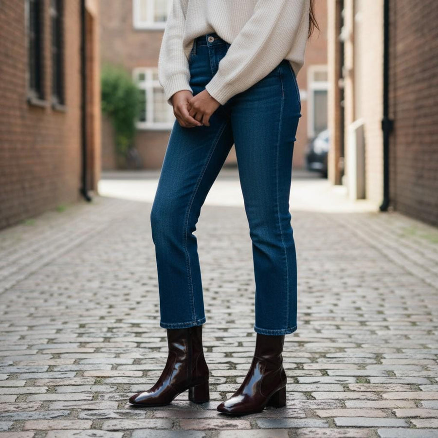 Burgundy Patent Leather Ankle Bootss
