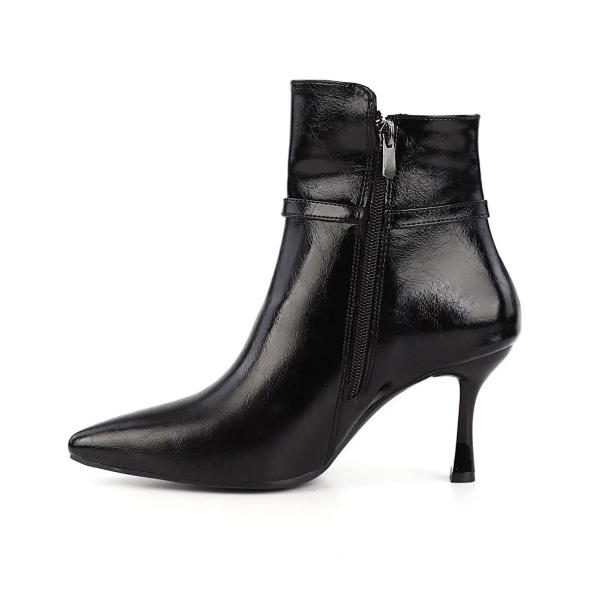Black Patent Leather Ankle Boots – detail shot