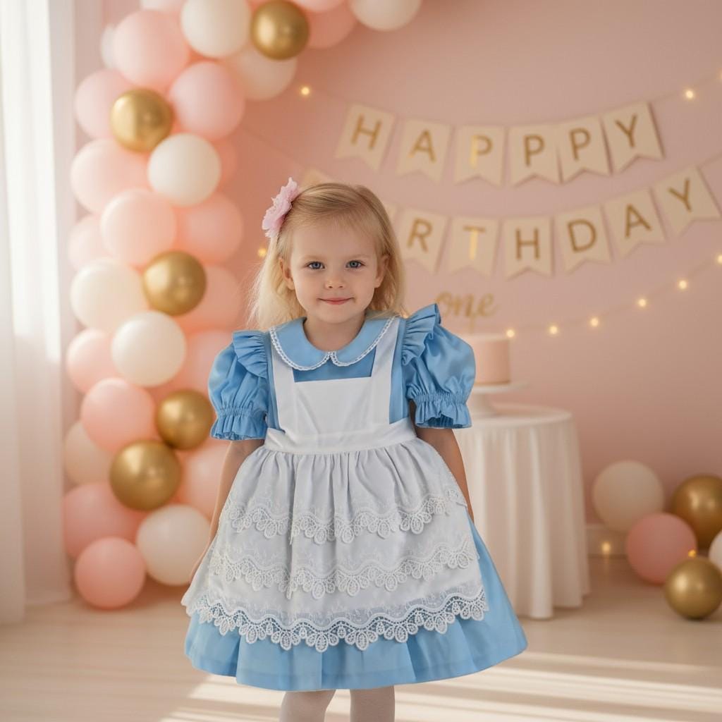 Dorothy Inspired Blue Dress | Baby Girl Party Outfit | Classic Wizard Costume | Handmade Gingham Dress