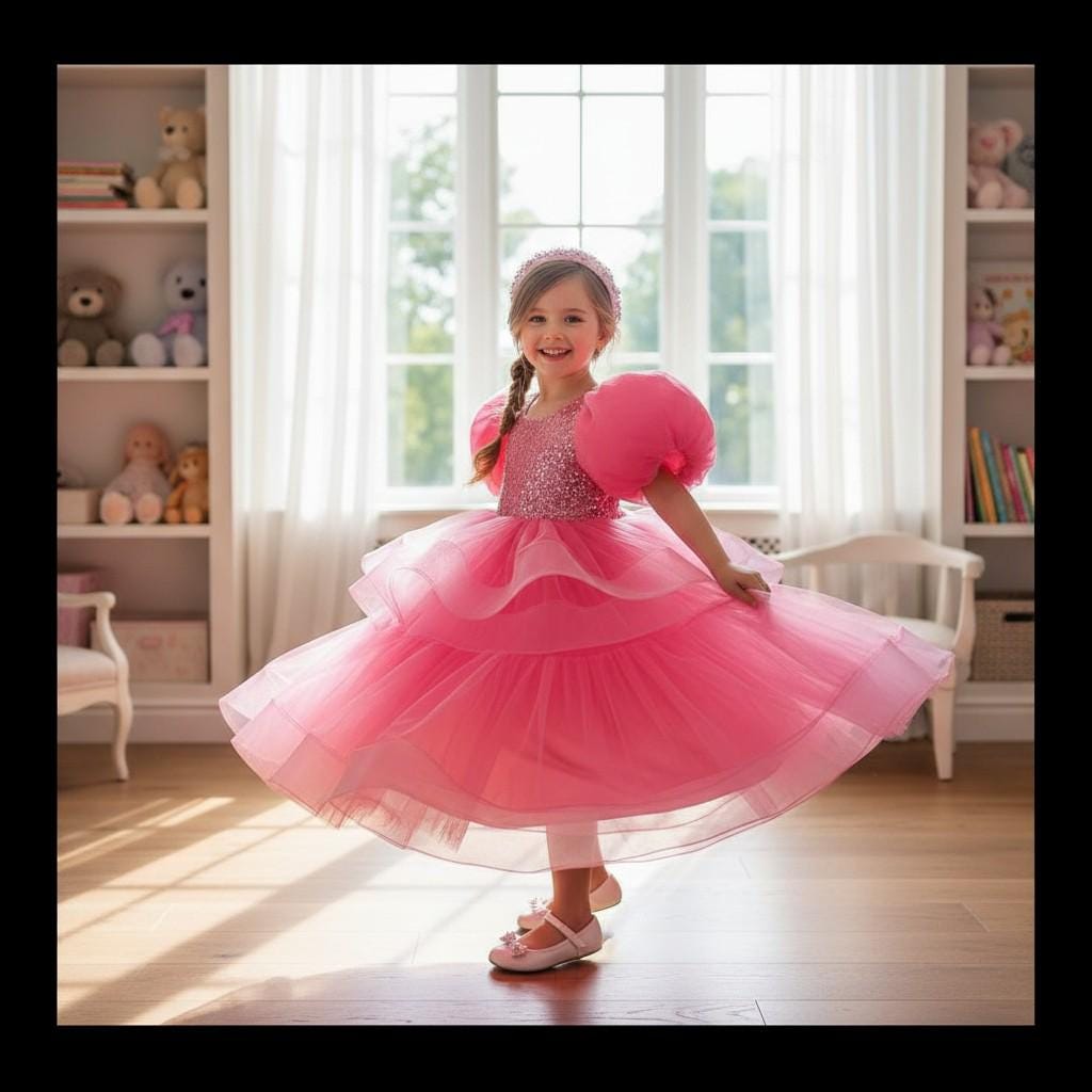 Pink and Blue Christmas Tutu | Holiday Party Dress for Toddlers | Glitter Tulle Dress 1–6 Years