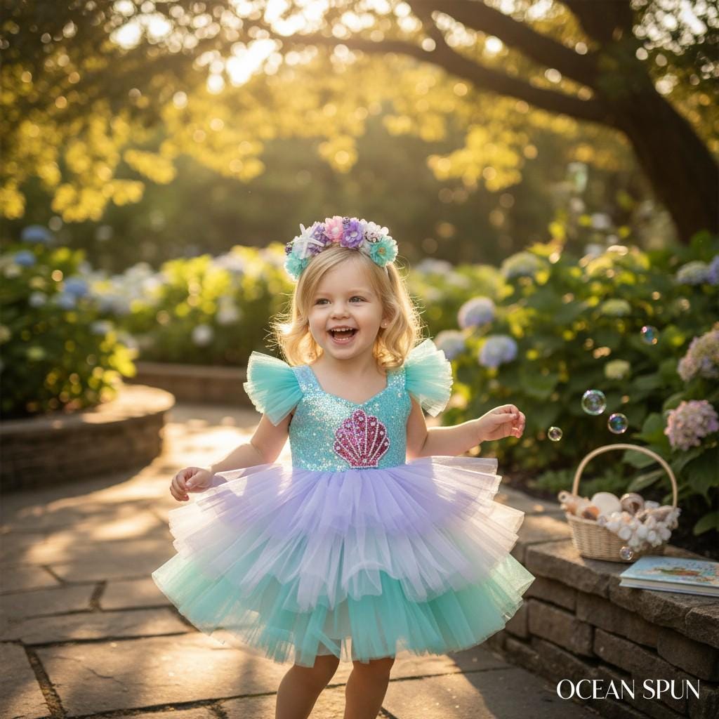 Lavender mermaid ballerina birthday dress for girls by SimmiUnique