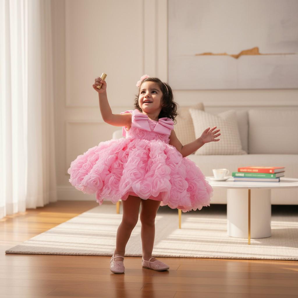 Magical Christmas Tutu Dress | Pink or Blue Sparkle Dress for Little Girls | Perfect Holiday Gift – side view