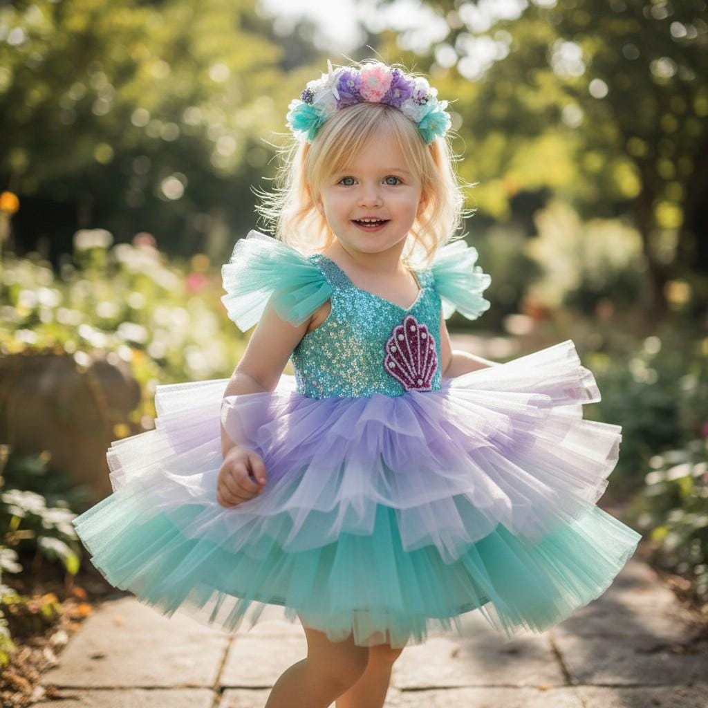 Baby Girl Costume Mermaid Dress – close-up