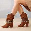 Brown Chain Detail Ankle Boots Women