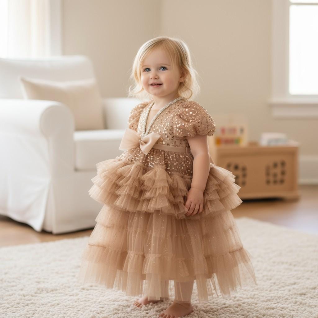 Christmas Toddler Dress: Red & Green Tulle Ruffle Holiday Dress – styled look