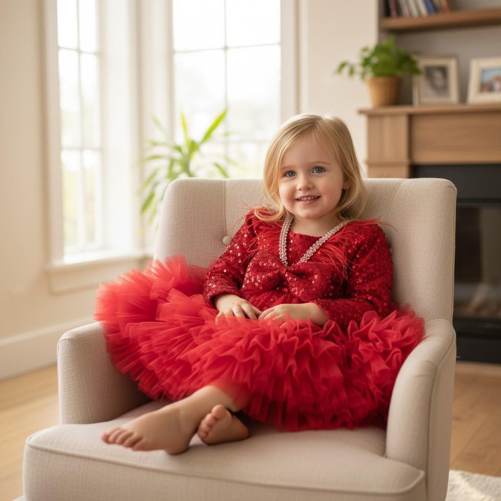 Red Tulle Christmas Dress: Holiday Toddler Party Dress – styled look