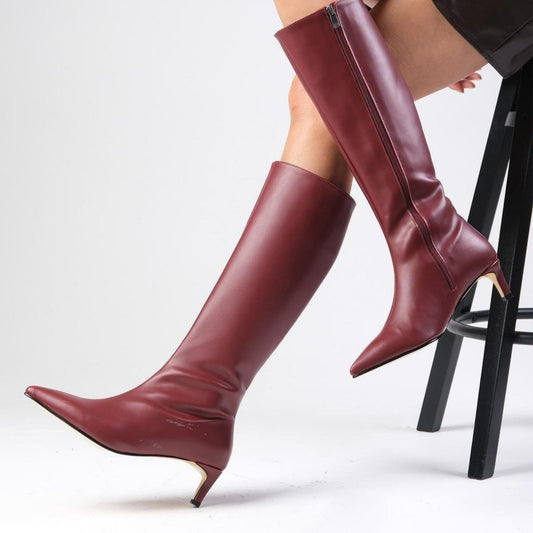 Black Suede Slouchy Boots | High Heel Mid-Calf Boots for Women | Chic Winter Statement Heels