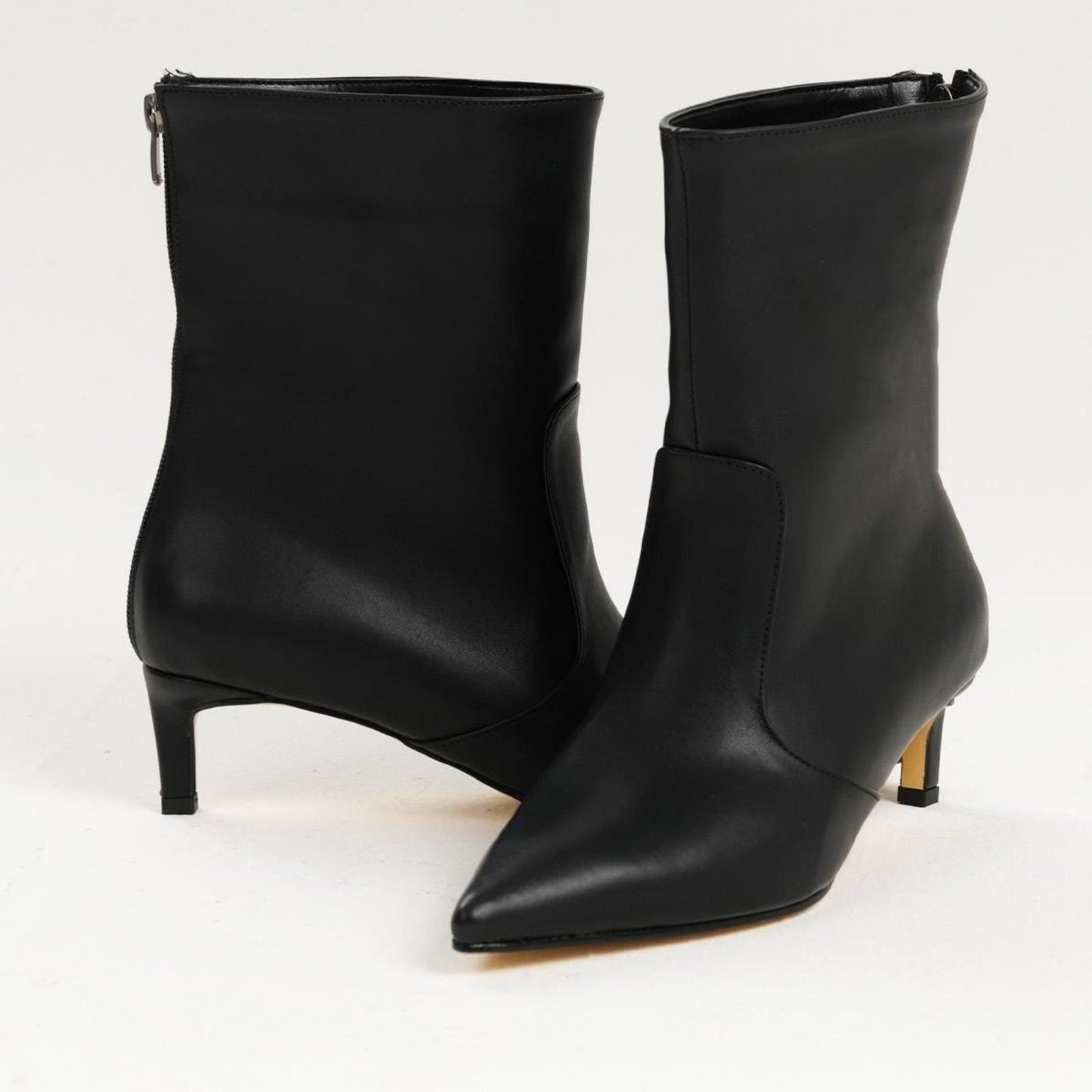 Black Leather Ankle Boots | Pointed Toe Slim Heel Booties | Elegant Handmade Short Boots for Women