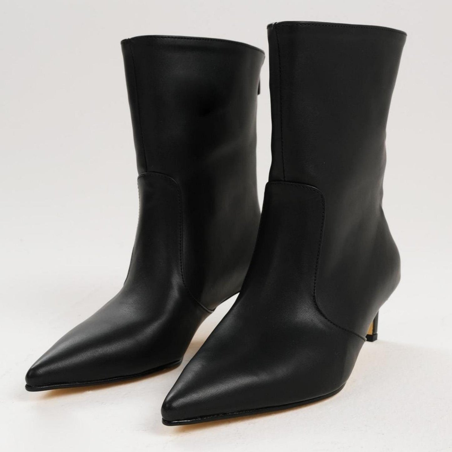 Black Leather Ankle Boots | Pointed Toe Slim Heel Booties | Elegant Handmade Short Boots for Women