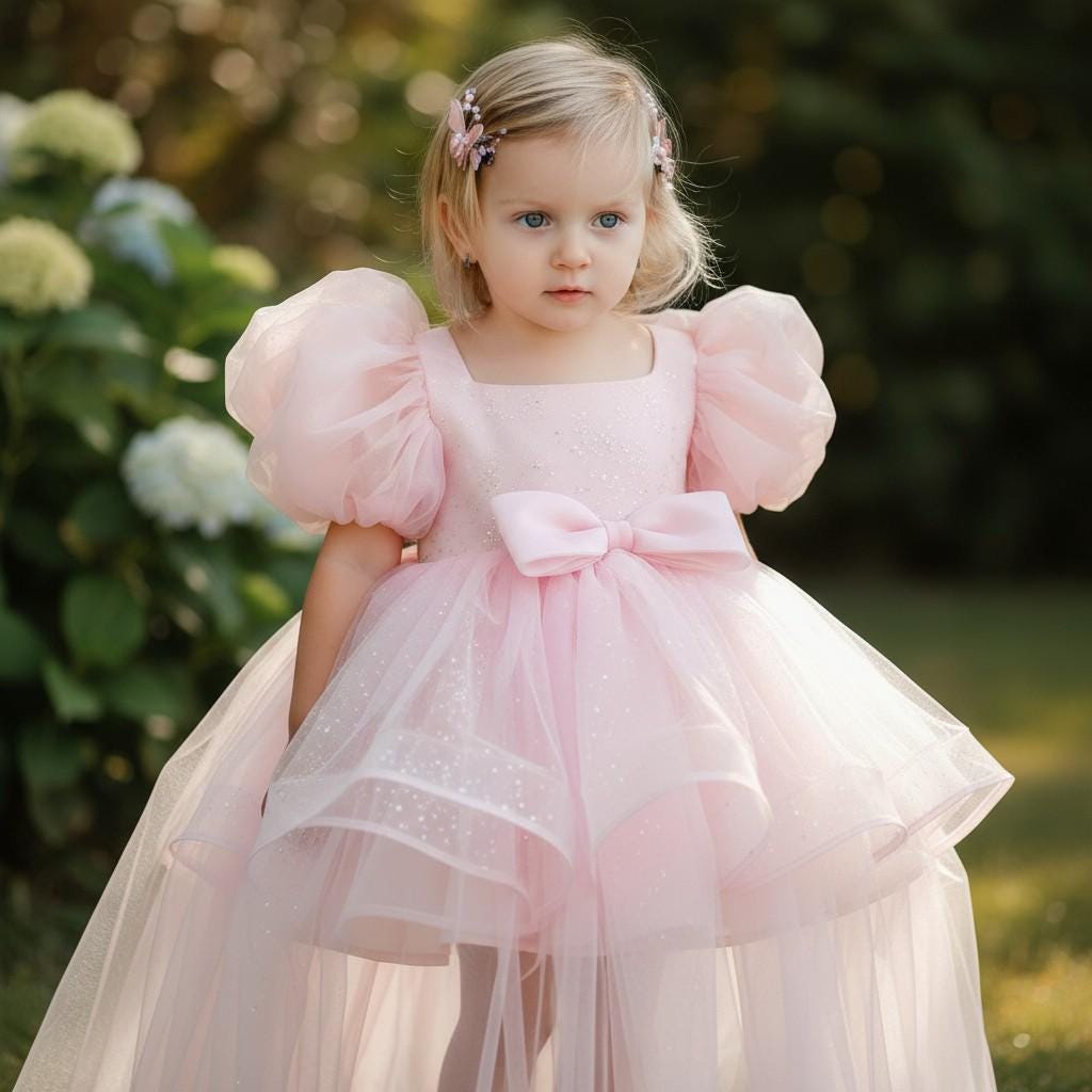 Handmade Pink Princess Tulle Dress – close-up