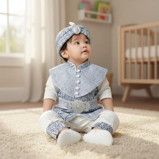 Luxury Ottoman Baby Boy Outfit | Gold Brocade Infant Ceremony Set with Hat & Belt | Handmade Royal Turkish Costume 0–12 Months