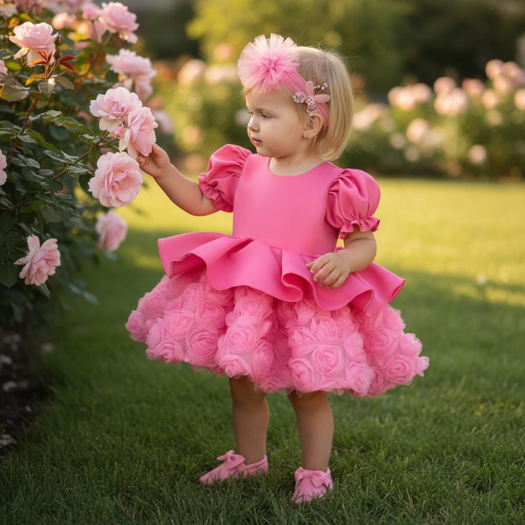 Christmas Toddler Dress: Green & Red Tulle Ruffle Holiday Dress