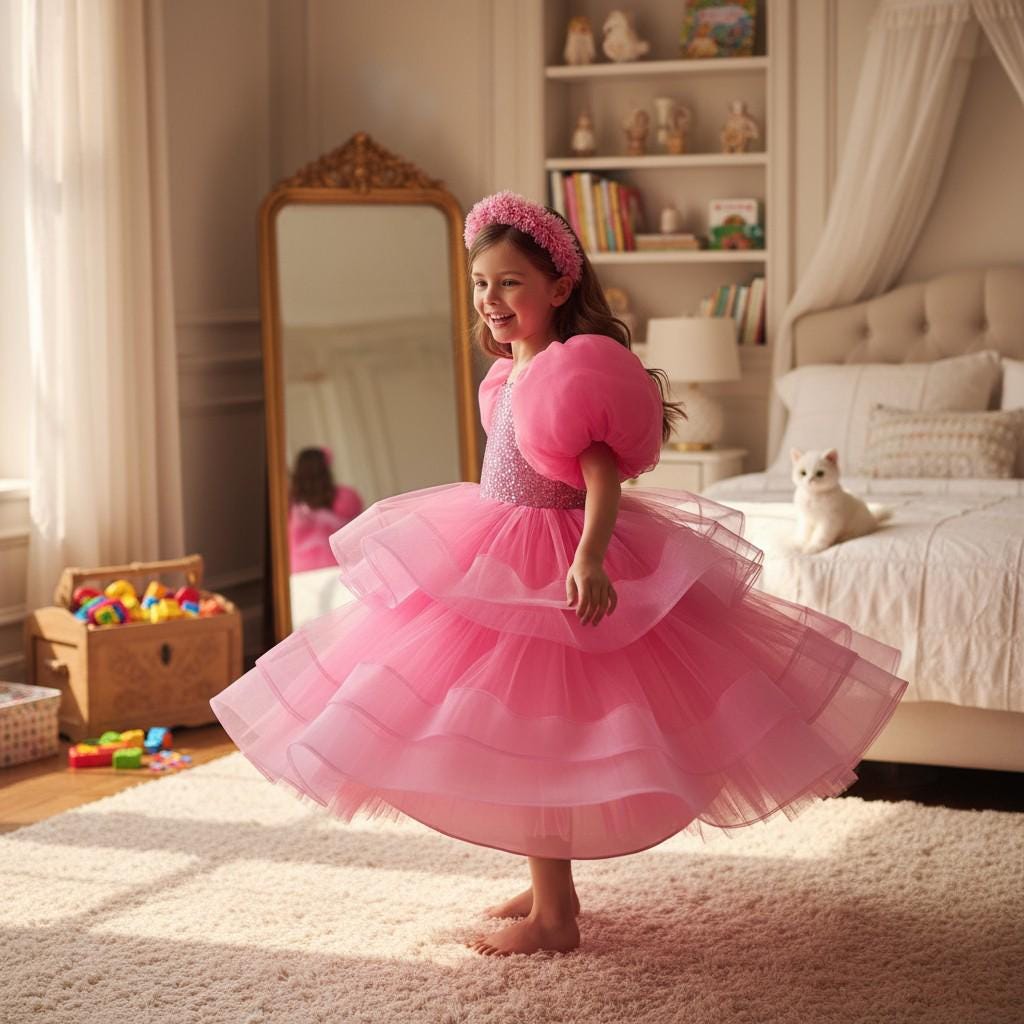 Pink and Blue Christmas Tutu | Holiday Party Dress for Toddlers | Glitter Tulle Dress 1–6 Years – styled look