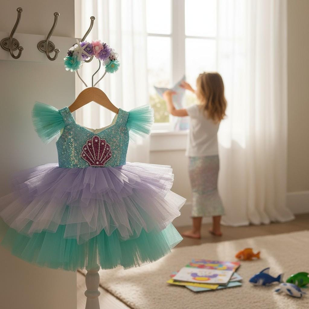 Lavender Mermaid Ballerina Dress – detail shot