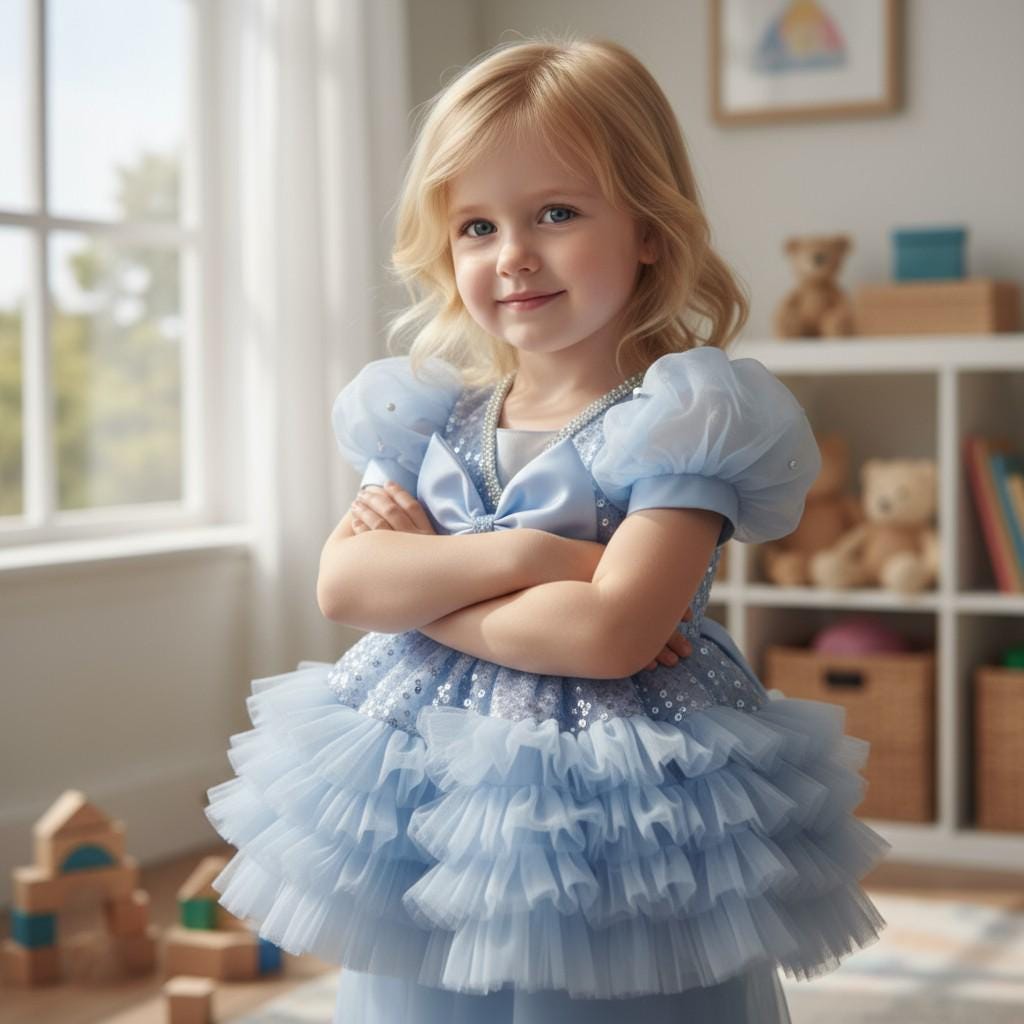Blue Gingham Dorothy Dress | Toddler Costume | Fairytale Princess Birthday Dress | Handmade Outfit – close-up