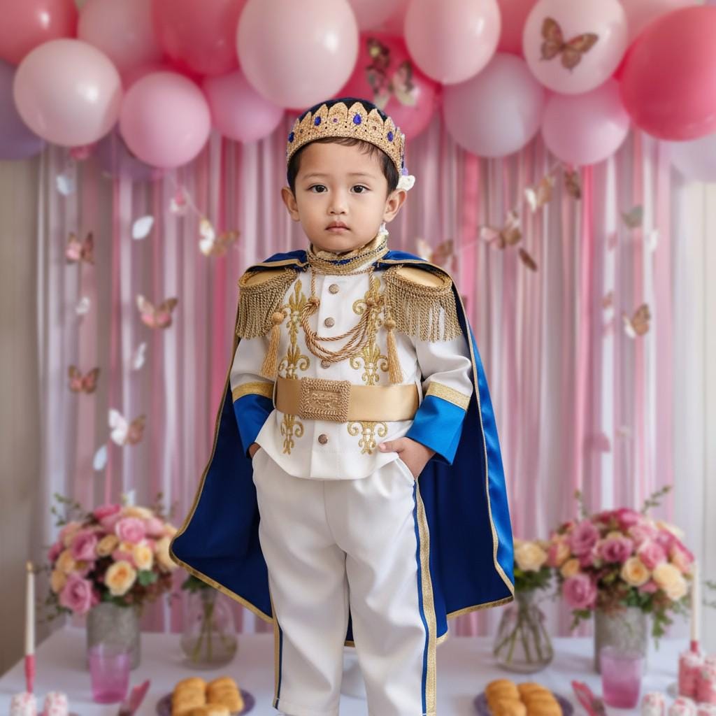 First Birthday Outfit Boy, Prince Charming Baby Costume in Royal Blue, Toddler Prince Suit, Baby Shower Gift, Party Outfit