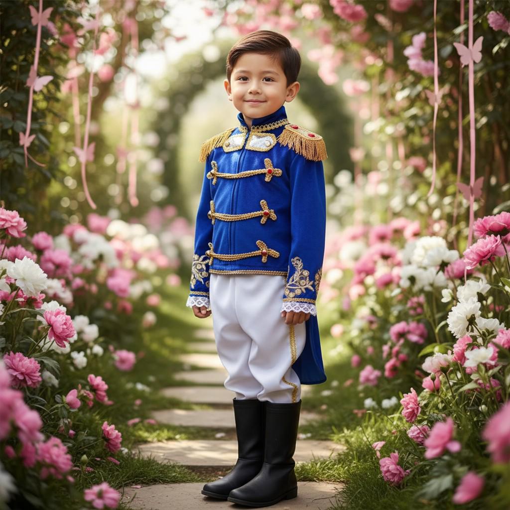 Royal Blue Prince Baby Costume | Personalized First Birthday Outfit | Gold Embroidered Prince Suit for Boys | Luxury Handmade Baby Set