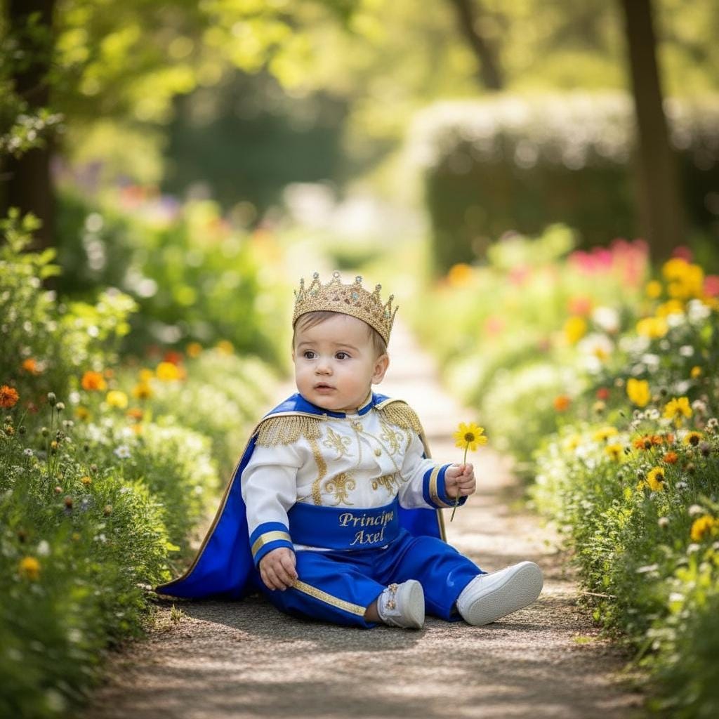 Luxury Baby Prince Birthday Outfit – Personalized Royal Blue White Cake Smash Set