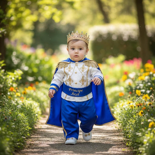 Luxury Baby Prince Birthday Outfit – Personalized Royal Blue White Cake Smash Set