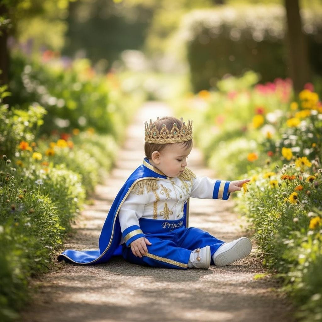 Luxury Baby Prince Birthday Outfit – Personalized Royal Blue White Cake Smash Set