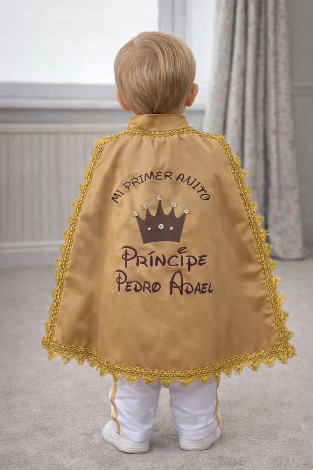 Personalized Prince Cape Set, Royal Baby Boy First Birthday Costume – detail shot