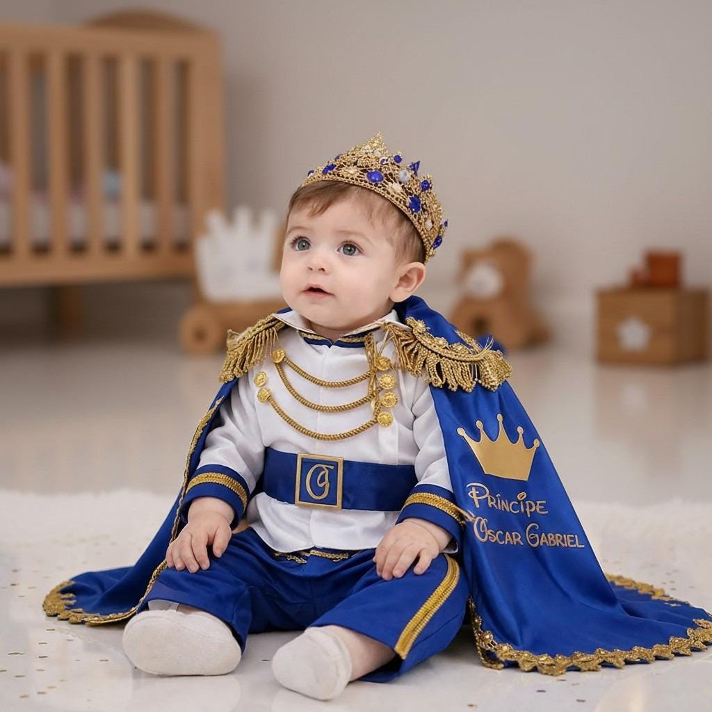 Royal Blue Prince Outfit for Baby Boy 1st Birthday – detail shot