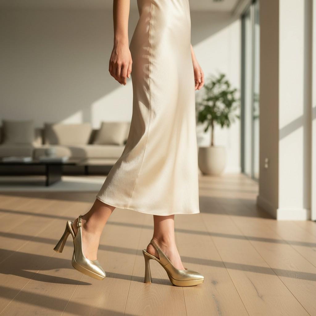 Gold Slingback Heels Women Platform High Heel Pumps Elegant Metallic Dress Shoes Party Wedding Heels