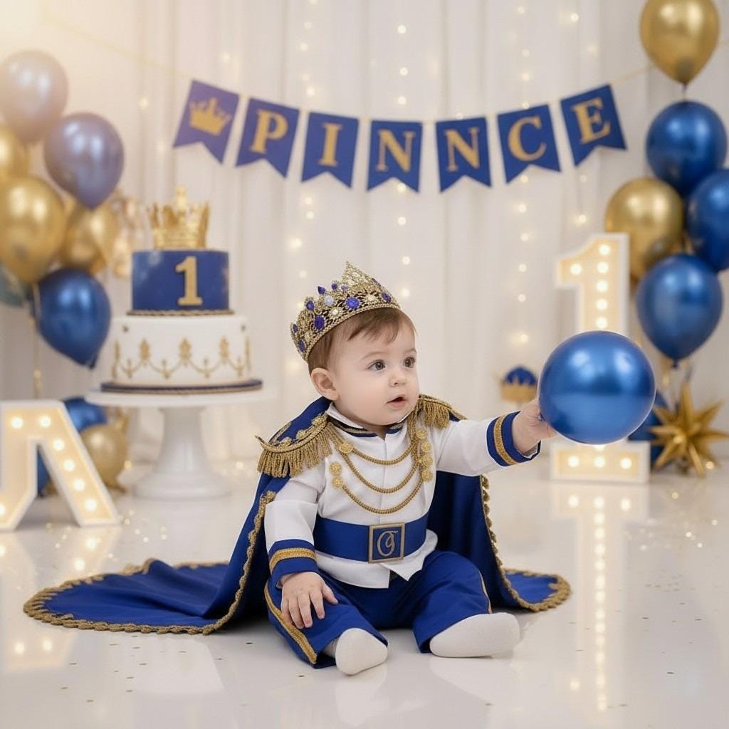Royal Blue Prince Outfit for Baby Boy 1st Birthday – close-up