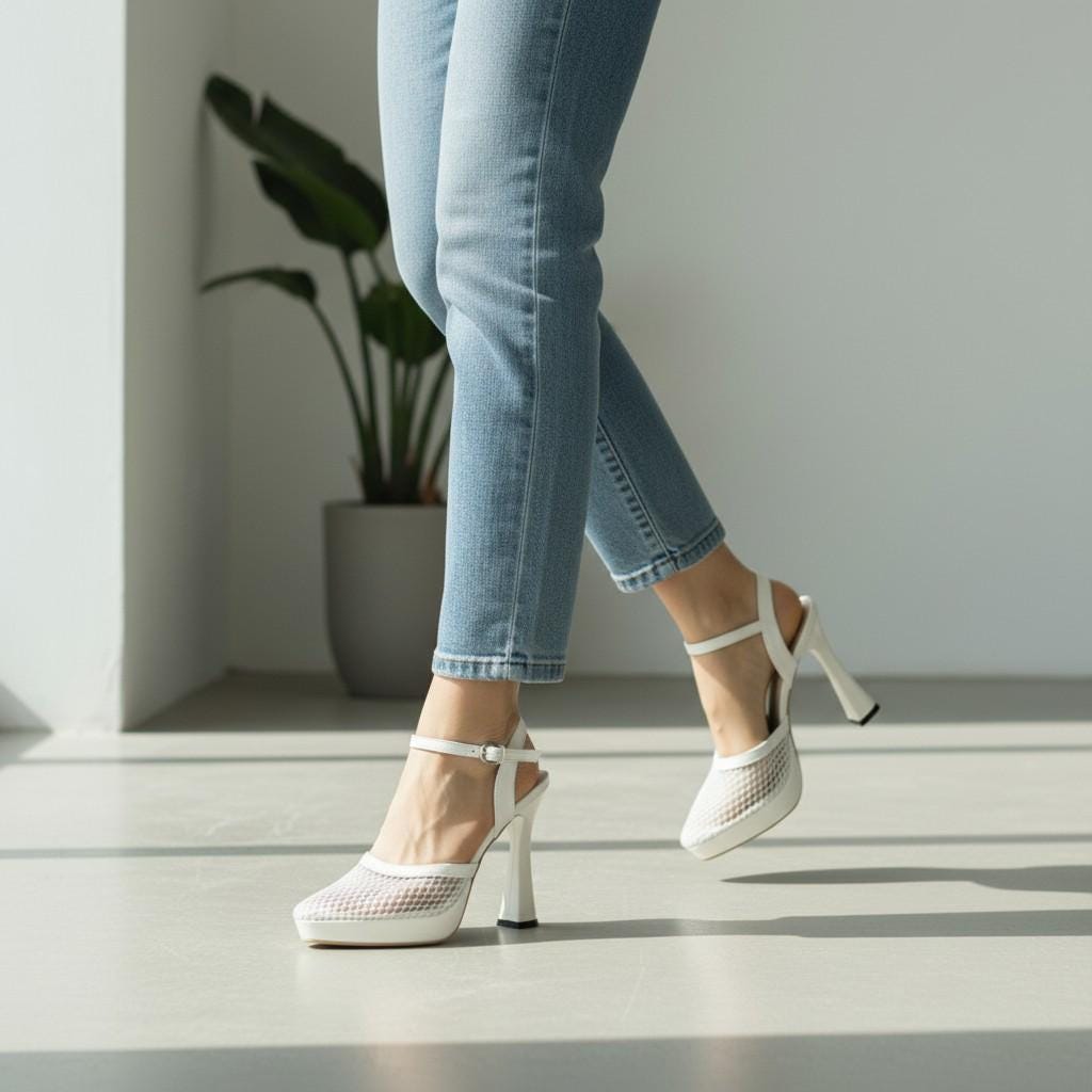 White Platform Sandals Women Chunky Block Heel Ankle Strap Comfortable Summer Heels Elegant Open Toe Shoes