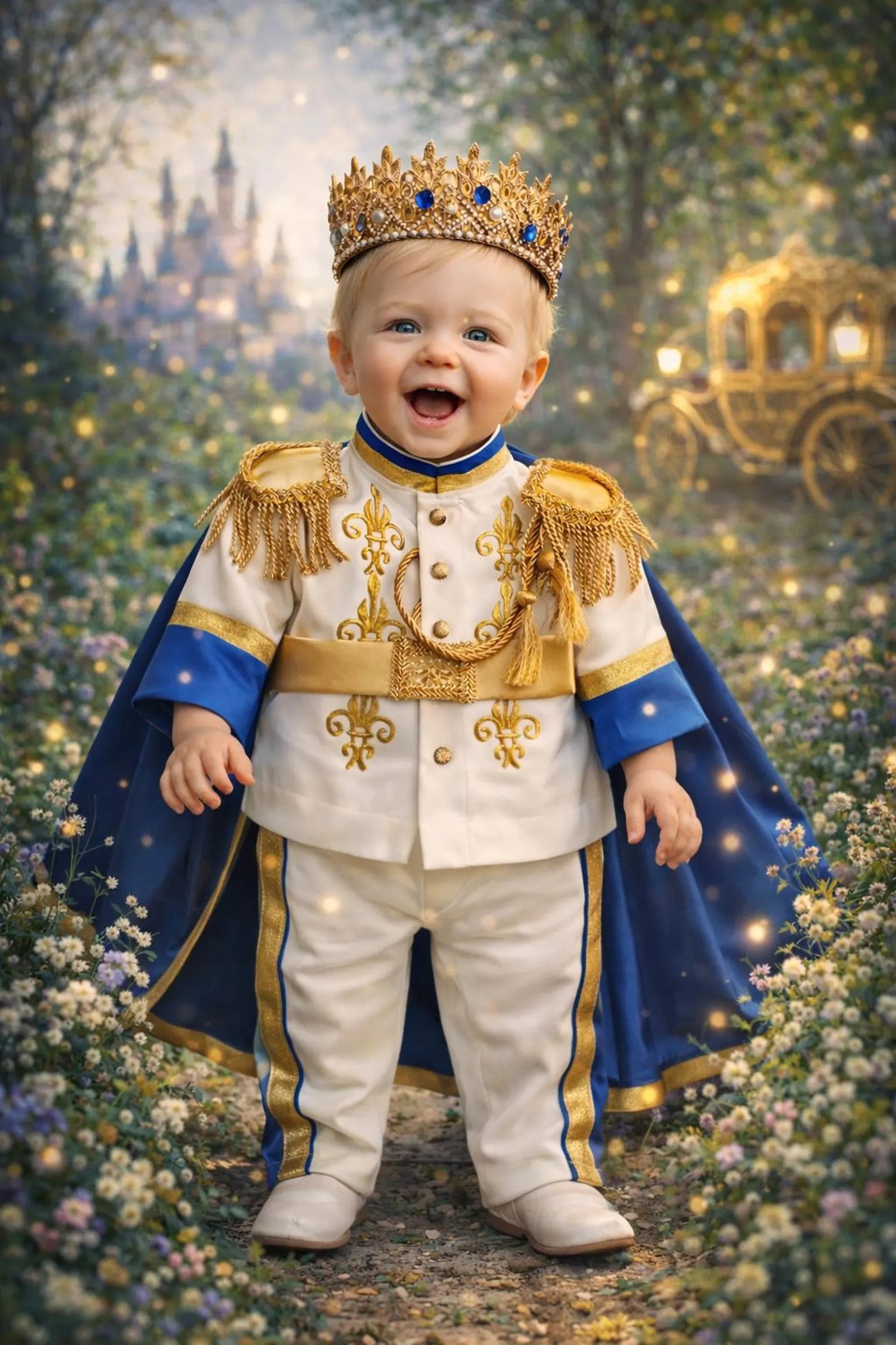 Royal Prince Costume for Boys, Baptism Outfit, First Birthday King Outfit, Custom Cape Set – close-up