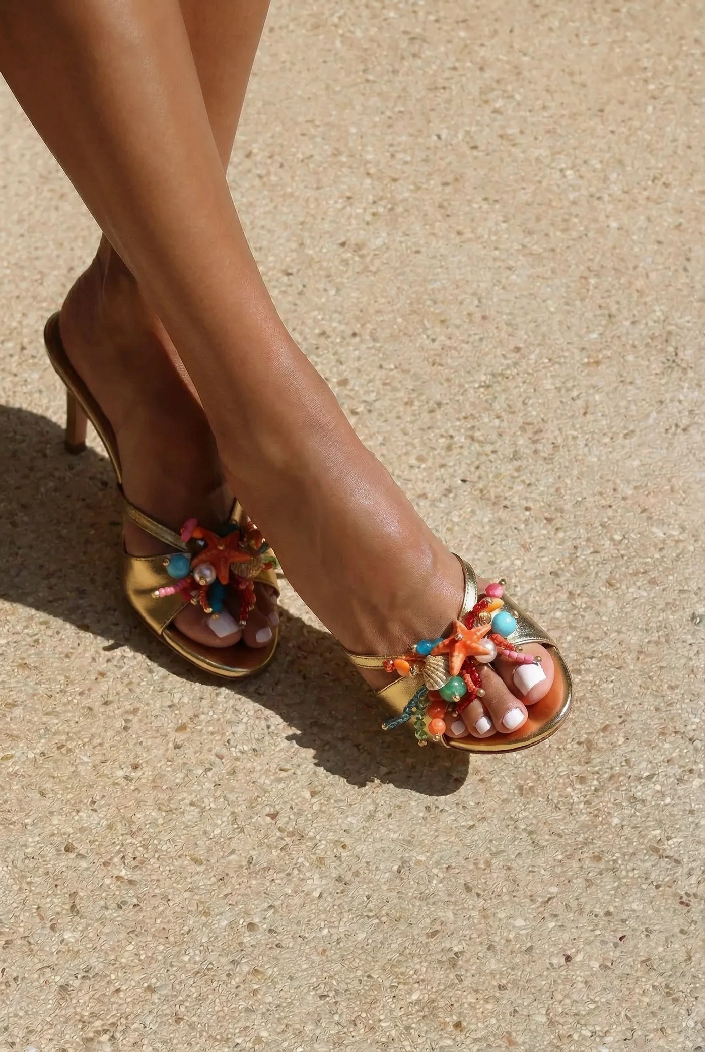Bahamas Heels – Gold Ocean-Inspired Statement Sandals