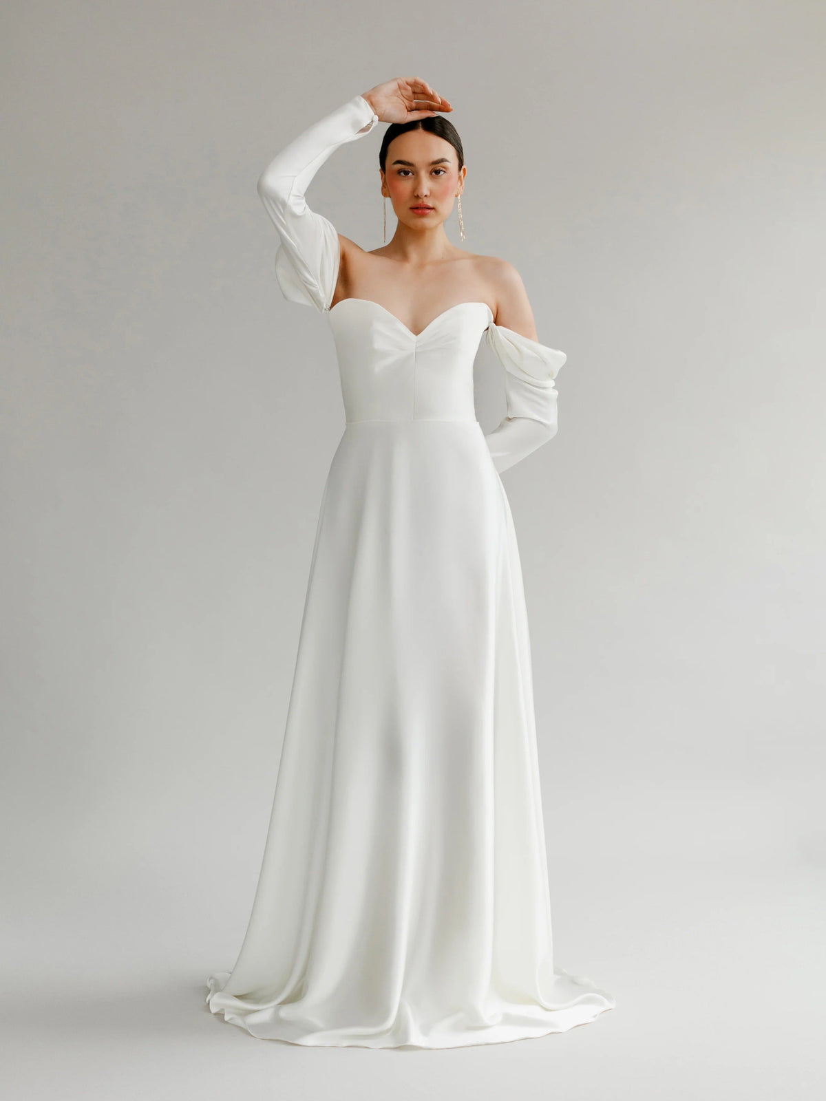 Alexis Satin Strapless Wedding Dress, luxury bridal gown, main product image by SimmiUnique