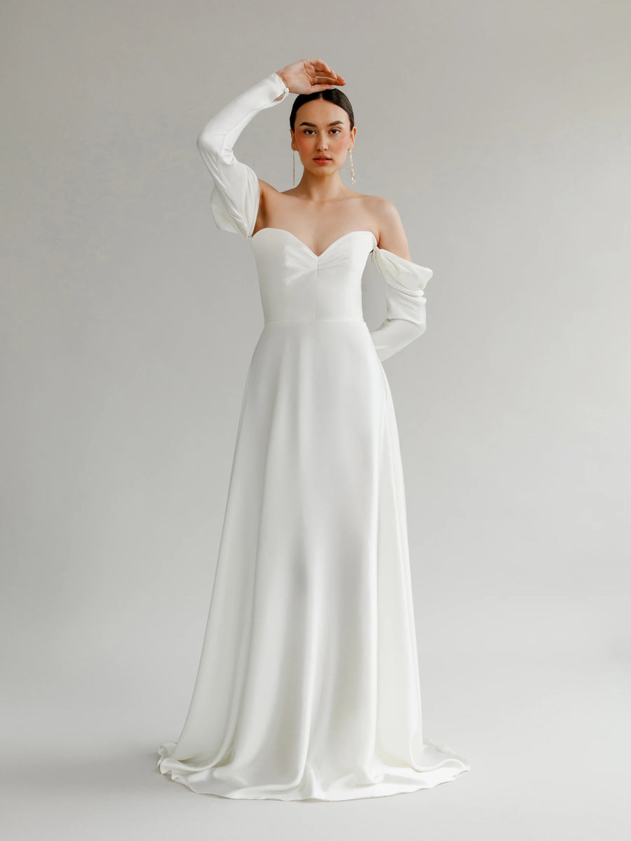 Alexis Satin Strapless Wedding Dress | SimmiUnique