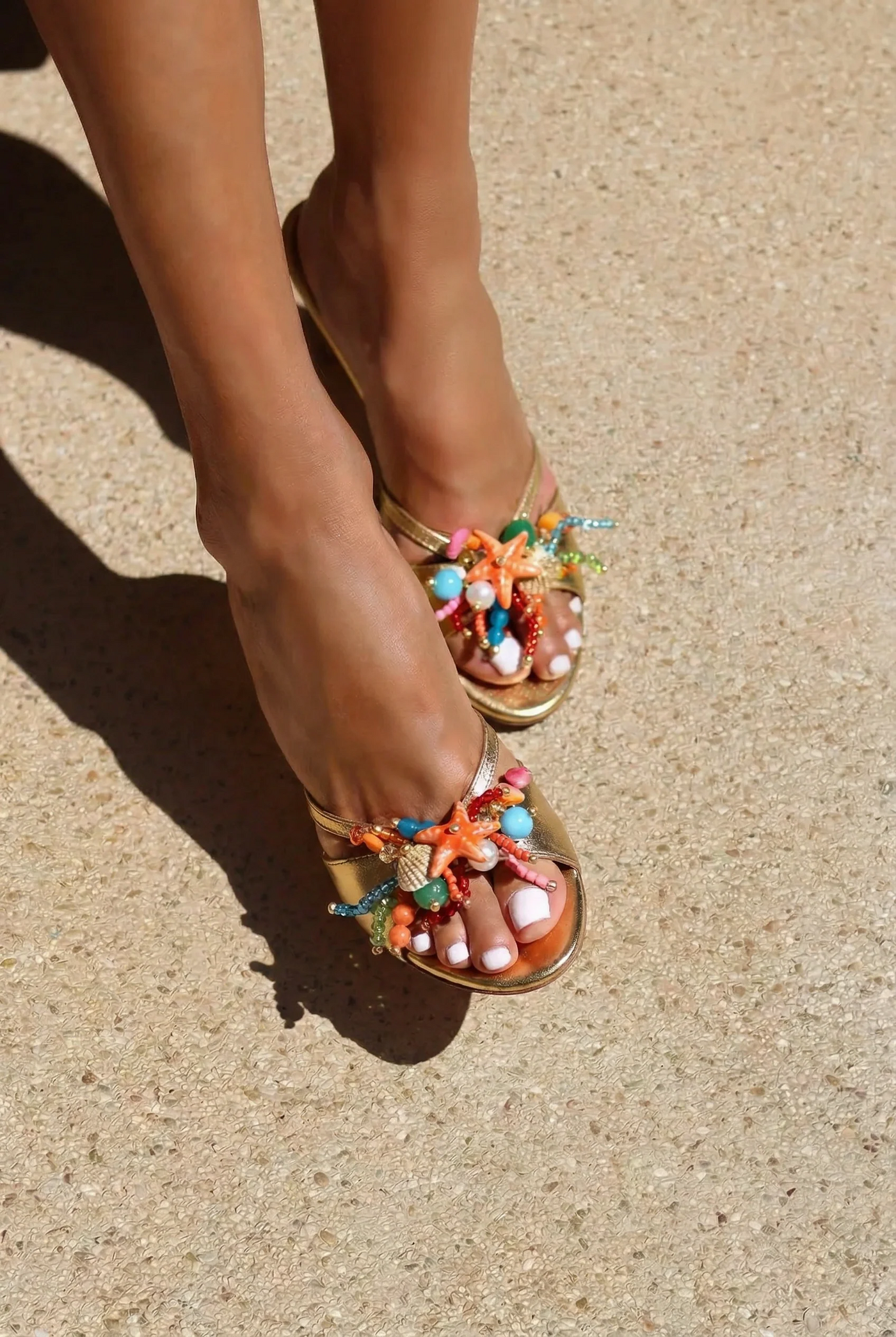 Bahamas Heels – Gold Ocean-Inspired Statement Sandals