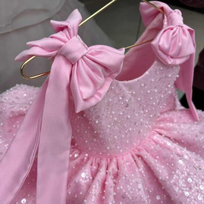 Baby Boho Romper Ruby Pink – close-up