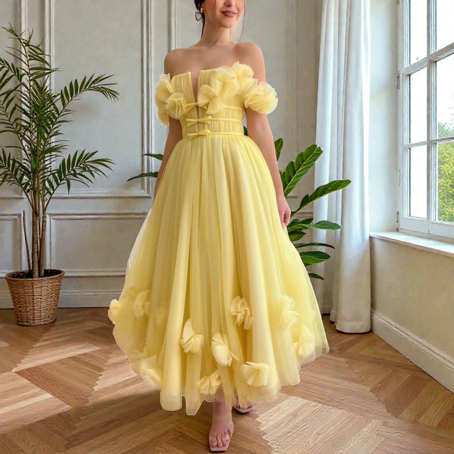 Yellow Magnolia Midi Dress