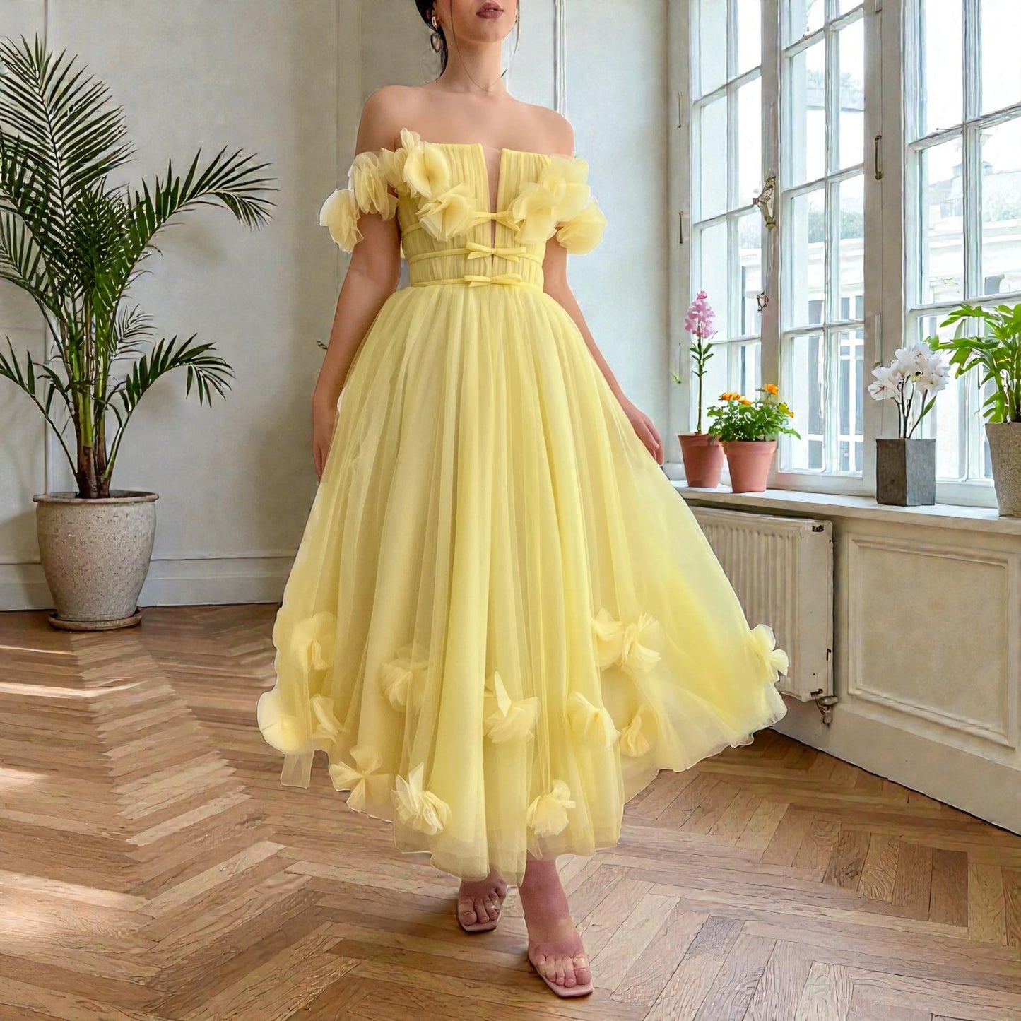 Yellow Magnolia Midi Dress