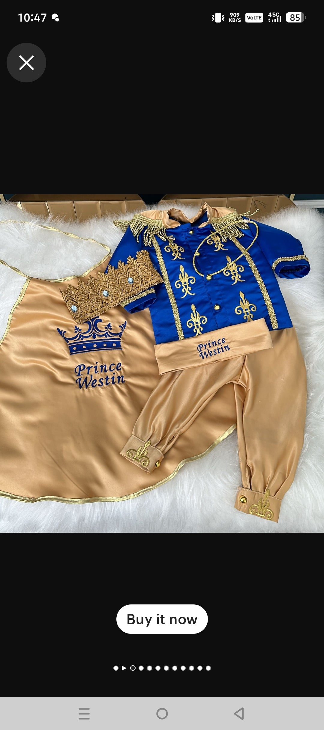 Baby Boy Costume King Skender – side view